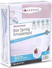 Guardmax Premium Box Spring Cover - Full Size Waterproof and Bed Bug Proof Zippered Box Spring Encasement - 6 Side Absorbent Boxspring Protects Against Bed Bugs, Dust Mites, Dirt, Spills, and Stains.