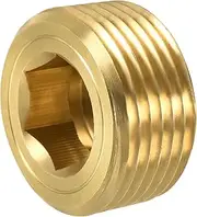 uxcell Brass Pipe Plug 1 NPT Male Thread Hex Internal Head Socket Fitting for Water Air Fuel Pipeline