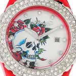 ED HARDY 全新正品 紅色手錶 施華洛世奇水鑽 骷髏 玫瑰