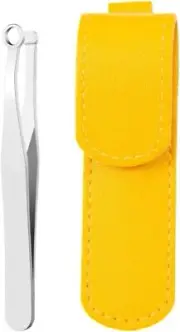 Stainless Steel Nose Trimmer Tweezers Round Tip Hair Eyebrow Removal Free Cover