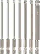 7pcs SAE Ball End Hex Screwdriver Bit Set Hex Head Allen Wrench Drill Bit Set 5/64-5/16 Inch Magnetic 1/4 Inch Hex Shank 100mm Long