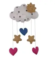 Baby room wall hanging decoration hand made macron felt cloud moon and sun