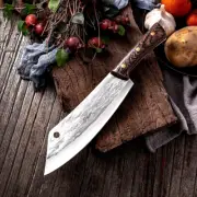Butcher Knife Kitchen Chef Meat Cleaver Chop Slicing Forged Steel Wood Handle S