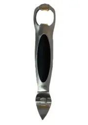 OXO Steel Bottle Opener and Can Puncher with Soft Grip Handle, Dishwasher safe
