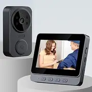 Video Doorbell Wireless Bluetooth Doorbell Camera, 4.3 Inch Display 2 Way Audio Intercom, 8MP 1080P HD Night Vision 170° Wide Angles Smart Door Peephole Camera, Easy to Install