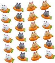 LABRIMP Easter Party Favors 24pcs Mini Car Toys Rabbit Carrot Pull Back Car Toy