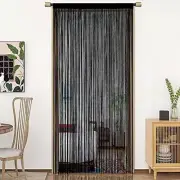 Door String Curtains Closet Curtains Room Dividers Dense for 100x200cm Black