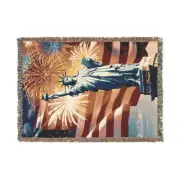 Woven Blanket, Statue of Liberty - Patriotic Home Decor Accent, USA Flag Throw
