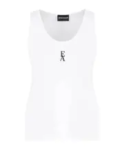 Emporio Armani Logo Printed Stretch Jersey Top S,XS,L,M optical white