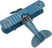 SOULONG Retro Airplane Model, Vintage Biplane Crafts, Home Accessory Cafe Decoration, Metal, Nostalgic Style Retro Airplane Model Wrought Iron (Blue)