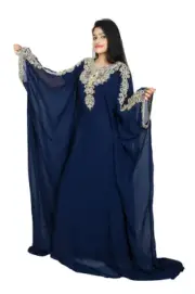 Blue color Munfarid Arabic Butterfly kaftan, Dubai Caftan, Abaya, Jalabiya