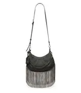 STELLAR CRESCENT CRYSTAL FRINGE BAG in BLACK for Women