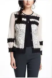 2 New NIP Anthropologie LeifNotes Lace "Agraffe Cardigan" Sweater Top