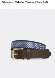 New Vineyard Vines by Step & Ian Vineyard Whale Canvas Club Navy Belt - Size 34