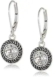 [SAVMA] Handmade Swarovski Crystal Leverback Earrings For Women 925 Sterling Silver Dangle Earring with Charm Pierced Lightweight Dangling Bohemian Teen Girls Small Hoop Earrings