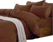Essina Double Bed Quilt Cover, 3pc Cotton Doona Covers Double 620 Thread Count, Soft Duvet Cover Double, Solid Colour Double Bed Quilt Cover Set, Dark Brown Quilt Cover Double, Candies Dark Brown