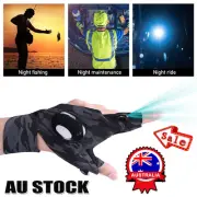 LED Fishing Gloves Waterproof Outdoor Flashlight Tool Survival Rescue Light TL