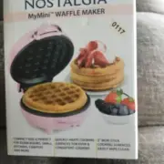 Nostalgia My Mini Heart Waffle Maker Pink -5” Non-stick - New-Sealed (1117)