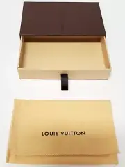 Louis Vuitton Slide Out Drawer Jewelry Gift Box & Fabric Dust Bag Log Brown/Tan