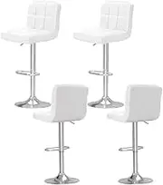 Artiss Bar Stools Stool Set of 4 Adjustable Kitchen Swivel Counter Barstools Dining Chair Chairs Gas Lift Leather White in 68-81cm Seat Height Floor for Home Bar Dining Room Cafe Outdoor Indoor