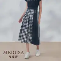 在飛比找ETMall東森購物網優惠-現貨【MEDUSA 曼度莎】格紋拼接鬆緊中長裙（M-XL）｜