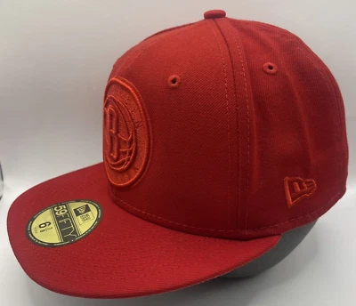 Brooklyn nets New Era Fitted Hat Cap Size 6 7/8 Red Gray MLB 59FIFTY Brand New