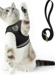 Cat and small dog harness or Leash set with reflective strap comfort fit