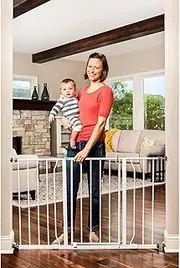 Easy Open 47-Inch Super Wide Walk Thru Baby Gate, Bonus Kit, Includes 4-Inch and 12-Inch Extension Kit, 4 Pack Pressure Mount Kit and 4 Wall Cups and Mounting Kit
