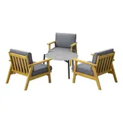 Livsip 4PCS Outdoor Lounge Set Patio Furniture Sets Grey Coffee Side Table
