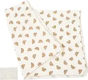 Kisangel Multi Functional Muslin Blanket Soft Breathable Crib Blanket for Newborn Swaddle Absorbent Bath Towel Play Mat with Adorable Bear Design