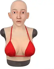[Oppaionaho] Crossdresser Silicone Female Mask with C Cup Breast Forms Realistic Face Masks for Cosplay Drag Queen
