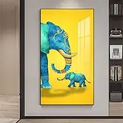 AETVRNI Elephant Feng Shui Wall Art 16x32inch Good Luck Elephant Wall Hanging Elephant Blessings Painting Wisdom&Prosperity Wall Decor for Living Room Bathroom,11