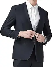 [SWJGLITTR] Mens One Button Tuxedo Jacket Slim Fit Casual Sport Blazer Coats Solid Business Daily Suit Jackets, Navy Blue, 10X-Large