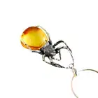 Unisex Baltic Amber Black Widow Pendant Necklace in s925