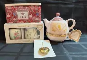 Bridgerton Teapot Tea For One, Storage Tin, Sugar Bowl Creamer, Tea Steeper Set