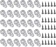 30 Pieces Glass Door Retainer Clips with Screw Glass Retainer Clips Kit Glass Panel Clips Glass Corner Buckle Cabinet Clips Mirror Holder Clips for Glass Cabinet Doors, Clear, 20 x 11mm