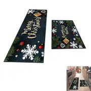 2Pcs Kitchen Floor Mat Washable Rectangular Floor Rugs for Christmas Home Decor-Style 3