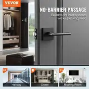 Passage Door Handle, 5 Pack Matte Black Door Lever, Left or Right Handing Reversible Lever Non-Locking, 45° Rotation to Open, Square Interior Door Handles for Hallways, Closets, Meeting Spaces