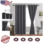 52x84 Blackout Drapes with Tiebacks - Thermal Insulation & Noise Isolation Set