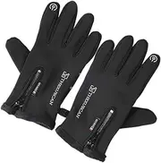 [HONMEET] 1 Pair Thermal Touchscreen Gloves Leather Gloves Anti- Gloves Outdoor Cycling Gloves Windproof Thermal Gloves Gloves Sporting Gloves Man Zipper Accessories Silk