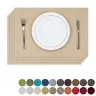 Kevin Textile Burlap Linen Placemats Set of 4 Dining Table Place Mats Washabl...