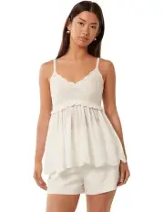 [Forever New] April Woven Mixed Knit Tank Top in White