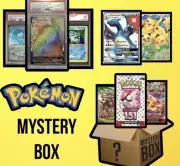 $200 Pokemon Mystery Box ( 5 Sealed Packs 15 Rare Cards & 3 Graded PSA Slab)