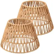 Large Lamp Shades Set of 2 Boho Rattan Shade Hand Woven Lampshade for Table L...