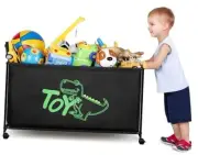 Large Toy Box with Wheels Big Toy Chest for Kids Organizer Toy Storage Bin,