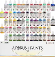 MEEDEN Acrylic Airbrush Paint for Model: Air Brush Spray Paint Set Including Fluorescent and Metallic Colors - 60 Colours x 30ml