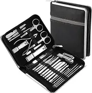 26 Pcs Stainless Steel Nail Clippers Manicure Set Dead Skin Scissor Cuticle Nipper Pedicure Care Tool Cleaning Grooming Kit