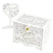 Wooden Wedding Card Box with Lock (,12 Inches) - Envelope Money Box for White