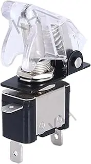 KLVN LED Car Modification Arm Push Button Illuminated Toggle Switch with Safety Aircraft Flip Up Cover Guard 12V20A Transparent(White)