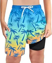 [MaciRept] Boys Swim Trunks Bathing Suit Youth Teen Boys Swimming Trunks with Compression Liner Kids Swimsuit Board Shorts 7-16